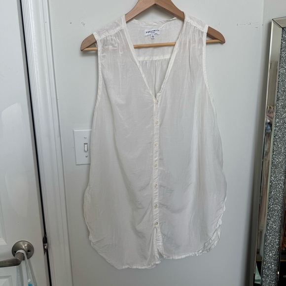 Aritzia Community Sleeveless Button-Up Blouse White, Size L coastal silk cotton - Picture 4 of 7